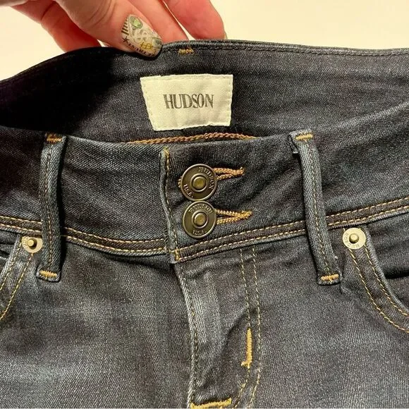 Hudson Jeans Mid-rise Flare Bootcut in Dark Blue Indigo Denim SZ 25 NEW - Picture 8 of 13